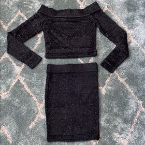WOW couture Black Strapless Two-Piece Sparkle Dress Set